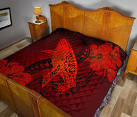 Hawaii Whale Swim Poly Red Premium Quilt - Polynesian Pride