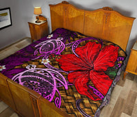 Hawaii Lauhala Hibiscus Polynesian Tropical Pink Premium Quilt - Wake Style - AH - Polynesian Pride