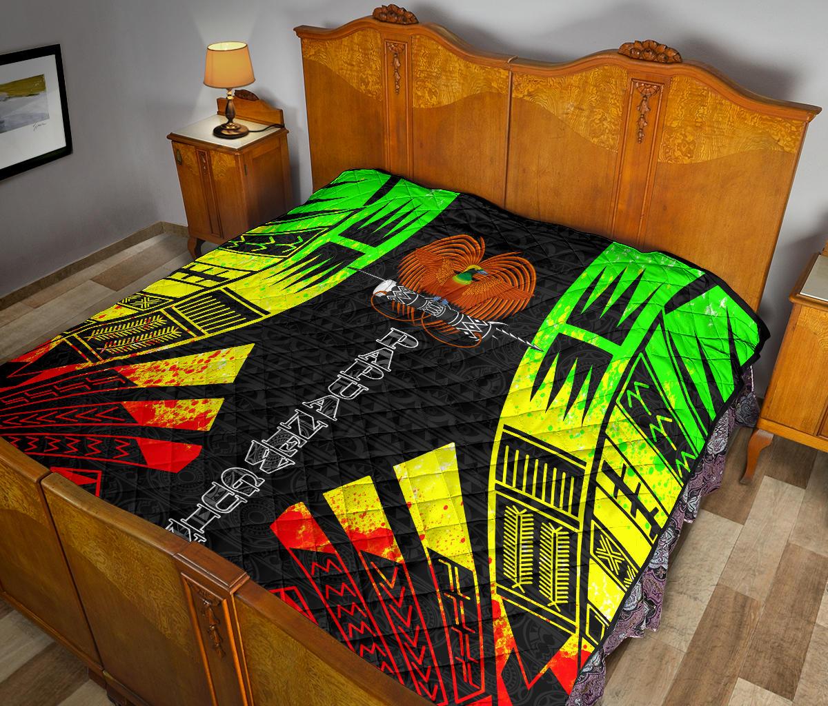 Papua New Guinea Premium Quilt - Papua New Guinea Coat Of Arsms Polynesian Reggae Tattoo - Polynesian Pride