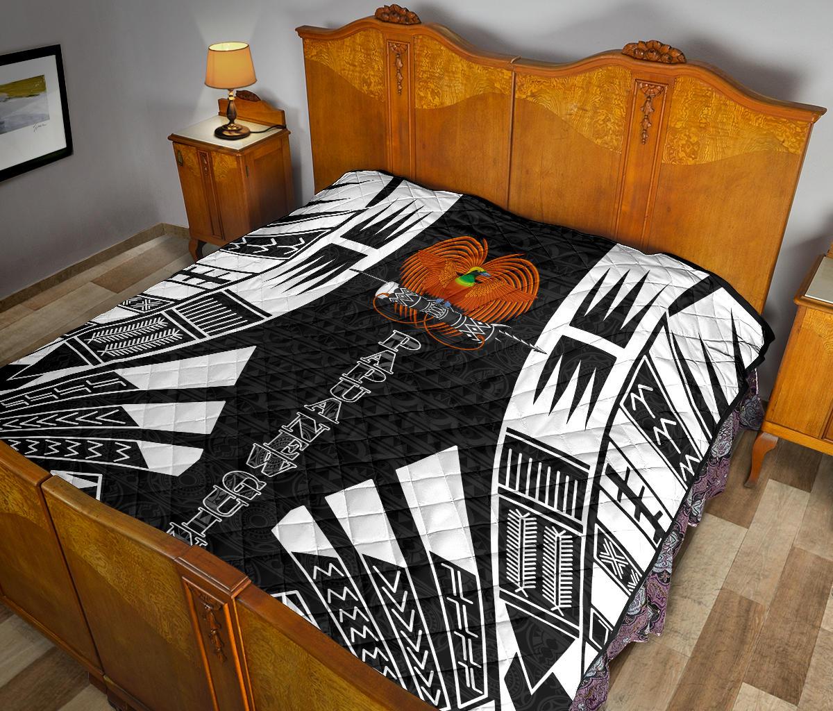 Papua New Guinea Premium Quilt - Papua New Guinea Coat Of Arsms Polynesian White Tattoo - Polynesian Pride