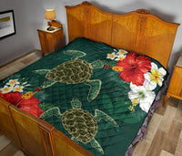 Hawaii Sea Turtle Hibiscus Plumeria Premium Quilt - Polynesian Pride