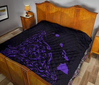 Rays Hawaii Map Polynesian Premium Quilt - Purple - Polynesian Pride