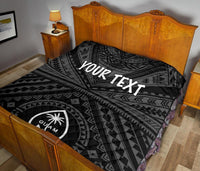Guam Personalised Premium Quilt - Guam Seal With Polynesian Tattoo Style (Black) - Polynesian Pride
