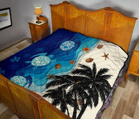 Hawaiian Sea Turtle Symbol Palm Premium Quilt - Polynesian Pride