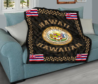 Hawaii Flag Polynesian Premium Quilt Gold - Love Style - Polynesian Pride