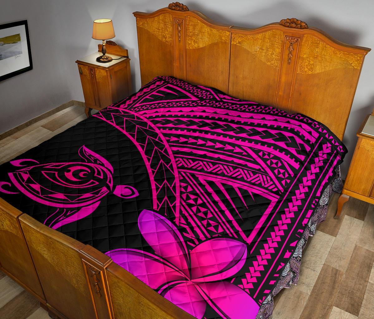 Hawaii Quilt - Hawaii Turtle Plumeria Quilt Pink - Polynesian Pride