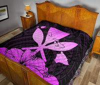 Hawaiian Kanaka Premium Quilt Hibiscus Polynesian Love Pink - Polynesian Pride