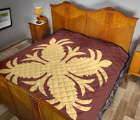 Hawaiian Premium Quilt Royal Pattern - Coral - A2 Style - Polynesian Pride