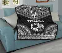 Tonga Premium Quilt - Tonga Coat Of Arms Polynesian Chief Black Version - Polynesian Pride