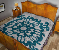 Hawaiian Quilt Turtle Pattern New Gray Premium Quilt - Skin Style - AH - Polynesian Pride