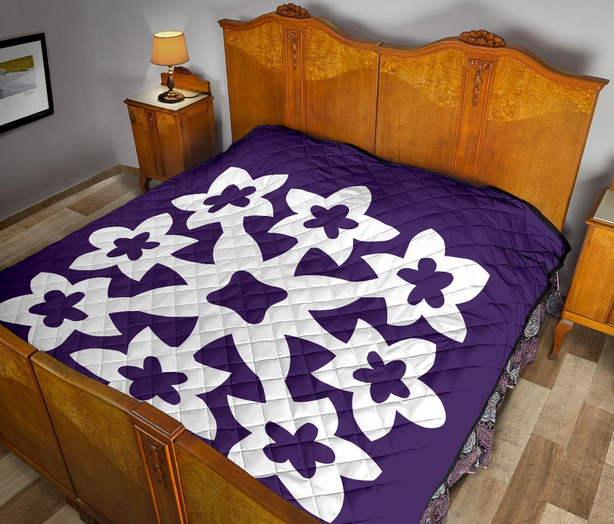 Hawaiian Premium Quilt Royal Pattern - Purple - A1 Style - Polynesian Pride