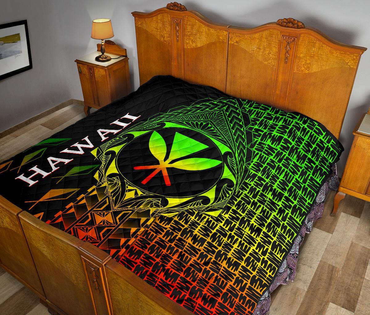 Hawaii Premium Quilt - Kanaka Maoli Rocket Style (Reggae) - Polynesian Pride