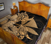 Hawaii Turtle Premium Quilt Polynesian Hibiscus Art Ver 2.0 Gold AH - Polynesian Pride