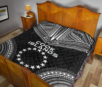 Cook Islands Premium Quilt - Cook Islands Flag Polynesian Chief Black Version - Polynesian Pride
