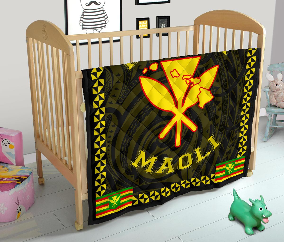 Kanaka Maoli Flag Polynesian Premium Quilt Yellow - Love Style - Polynesian Pride