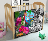 Guam Premium Quilt White - Turtle Plumeria Banana Leaf - Polynesian Pride