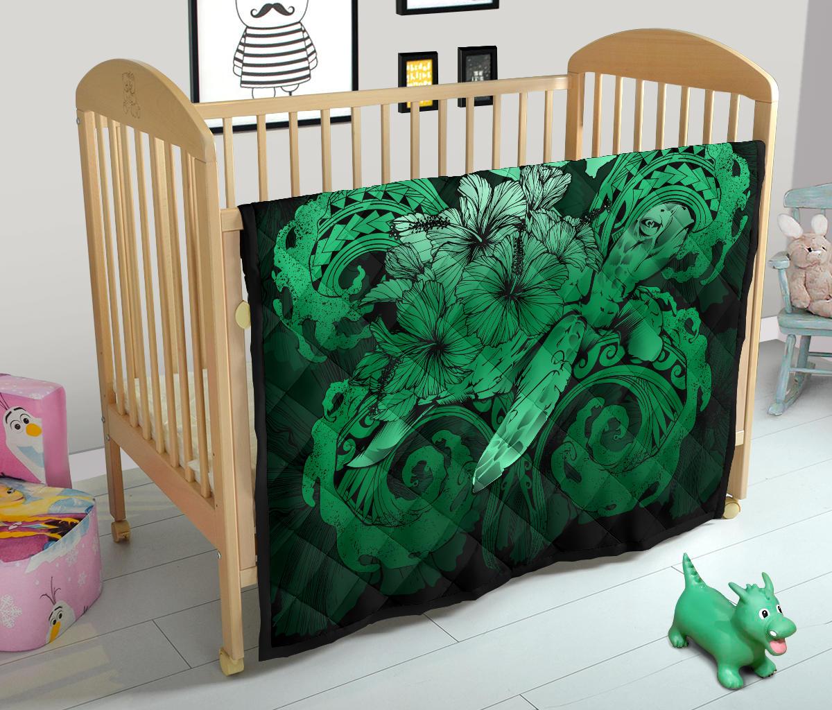 Hawaii Turtle Wave Polynesian Premium Quilt - Hey Style Green - Polynesian Pride