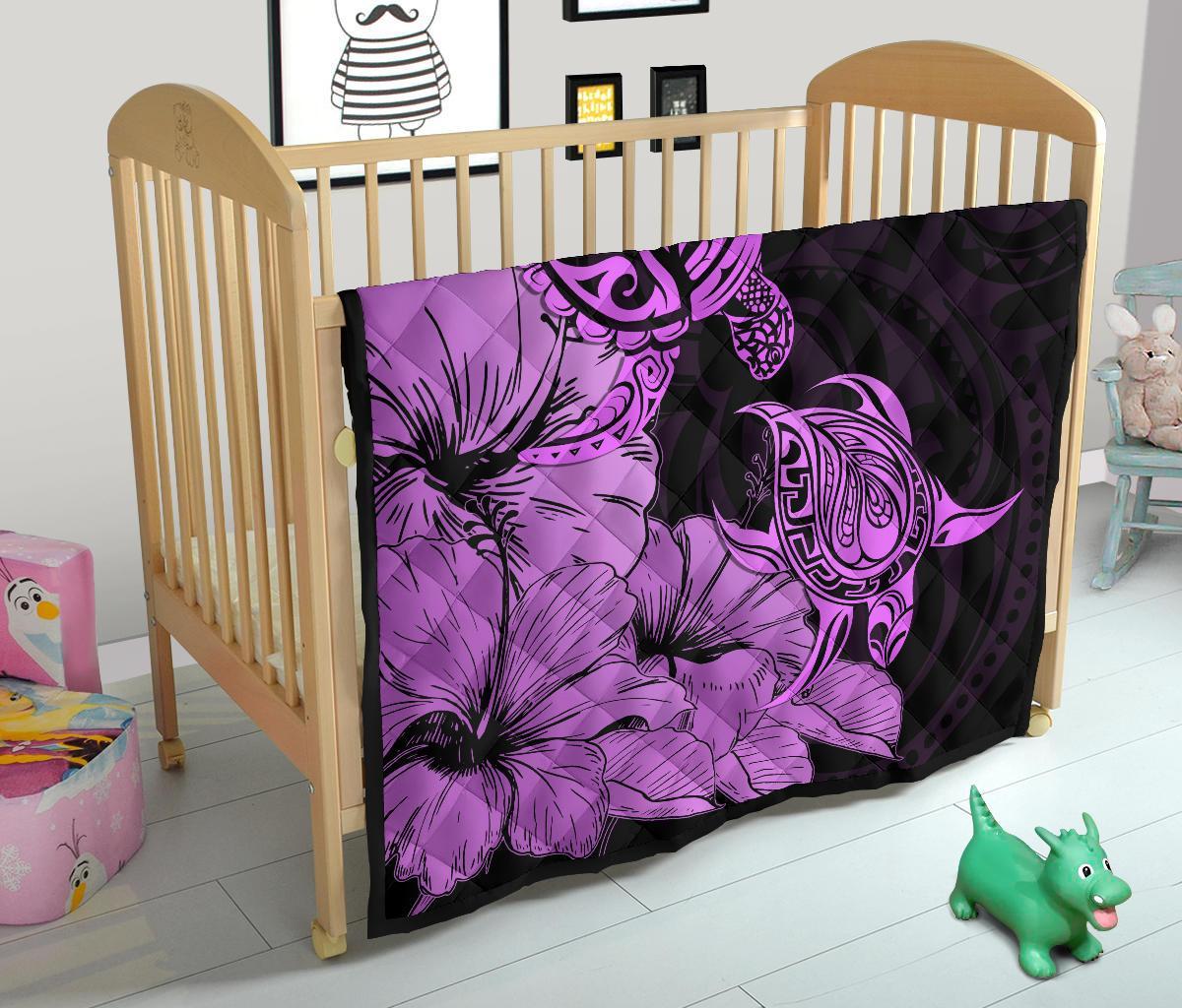 Hawaii Turtle Premium Quilt Polynesian Hibiscus Art Pink AH - Polynesian Pride