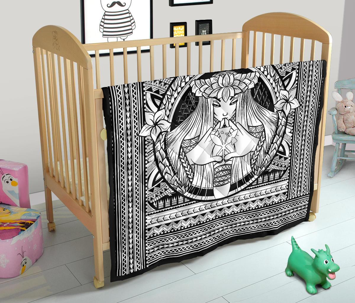 Hawaii Polynesian Pele Kanaka Premium Quilt White - Polynesian Pride