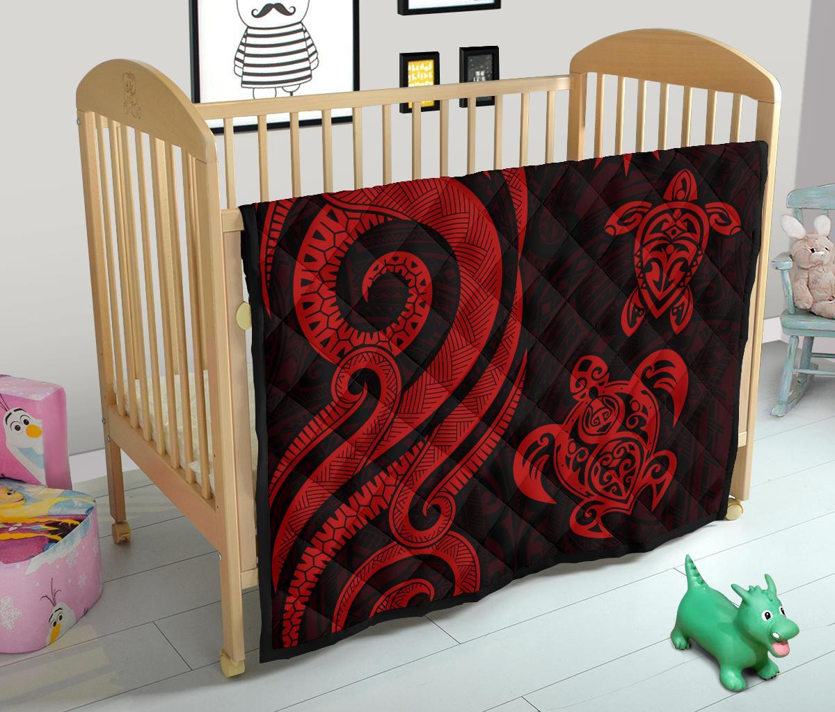 Nauru Premium Quilt - Red Tentacle Turtle - Polynesian Pride