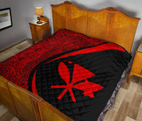 Hawaii Kanaka Polynesian Black And Red Premium Quilt - Circle Style - Polynesian Pride