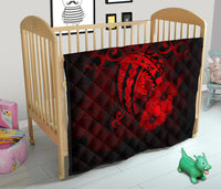 Hawaii Hibiscus Premium Quilt - Harold Turtle - Red - Polynesian Pride