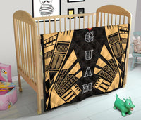 Guam Premium Quilt - Guam Coat Of Arms Polynesian Gold Tattoo - Polynesian Pride