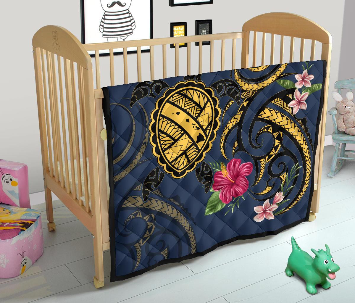 Hawaii Polynesian Turtle Hibiscus Plumeria Premium Quilt - Nane Style - Polynesian Pride