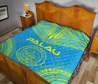 Palau Premium Quilt - Palau Seal Polynesian Chief BLue Version - Polynesian Pride