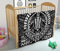 Hawaiian Kakau Honu Arc White Polynesian Premium Quilt - Polynesian Pride