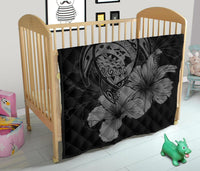 Hawaii Hibiscus Premium Quilt - Turtle Map - Gray AH - Polynesian Pride