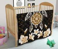 Hawaiian Gold Turtle Plumeria Quilt - Polynesian Pride