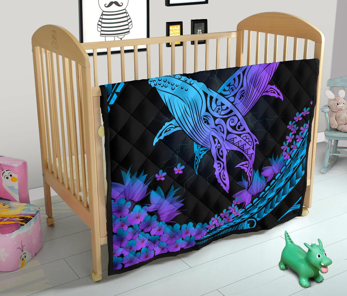 Hawaii Whale Polynesian Hibiscus Premium Quilt - Lae Style - Polynesian Pride