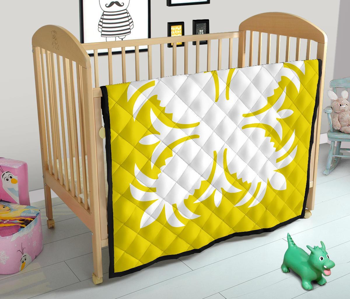 Hawaiian Premium Quilt Royal Pattern - Yellow - A2 Style - Polynesian Pride