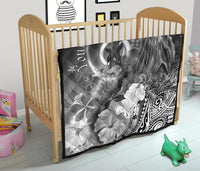 Vanuatu Custom Personalised Premium Quilt - Humpback Whale with Tropical Flowers (White) - Polynesian Pride