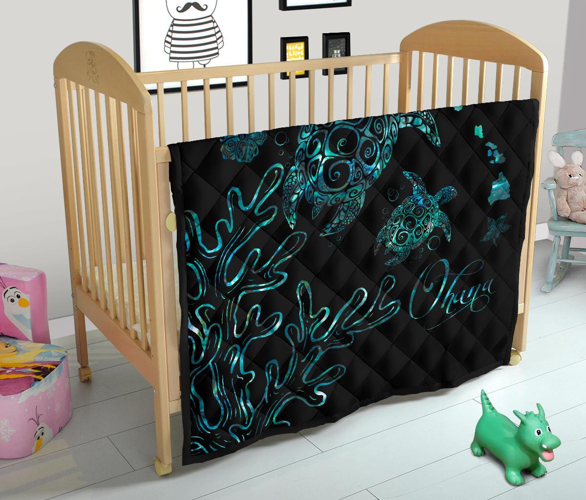 Hawaii Turtle Ohana Paua Shell Premium Quilt - Polynesian Pride