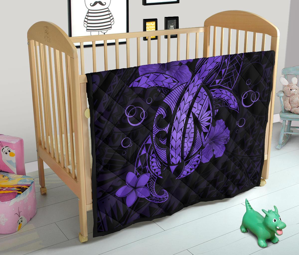 Hawaii Turtle Flower Polynesian Premium Quilt - Purple - Polynesian Pride