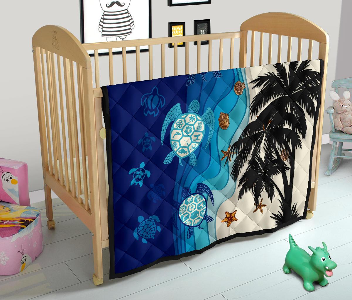 Hawaiian Sea Turtle Symbol Palm Premium Quilt - Polynesian Pride