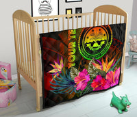 Federated States of Micronesia Polynesian Personalised Quilt - Hibiscus and Banana Leaves - Polynesian Pride