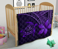 Hawaii Quilt - Hawaii Turtle Plumeria Quilt Purple - Polynesian Pride