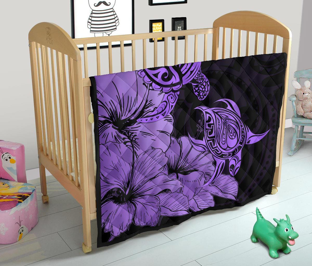 Hawaii Turtle Premium Quilt Polynesian Hibiscus Art Violet AH - Polynesian Pride