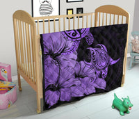 Hawaii Turtle Premium Quilt Polynesian Hibiscus Art Violet AH - Polynesian Pride