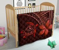 Hawaii Quilt - Hawaii Turtle Plumeria Quilt Red - Polynesian Pride