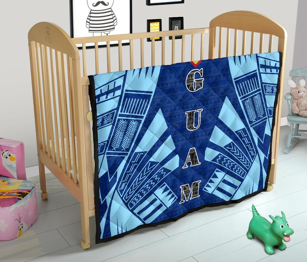 Guam Premium Quilt - Guam Coat Of Arms Polynesian Pale Blue Tattoo - Polynesian Pride