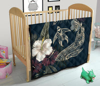 Hawaii Tropical Hibiscus Turtle Shark Aumakua Premium Quilt - Lucas Style - Blue - Polynesian Pride