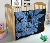 Hawaii Turtle Premium Quilt Polynesian Hibiscus Art Ver 2.0 Blue AH - Polynesian Pride