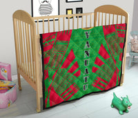 Vanuatu Premium Quilt - Vanuatu Coat Of Arms Polynesian Red Tattoo (Green) - Polynesian Pride