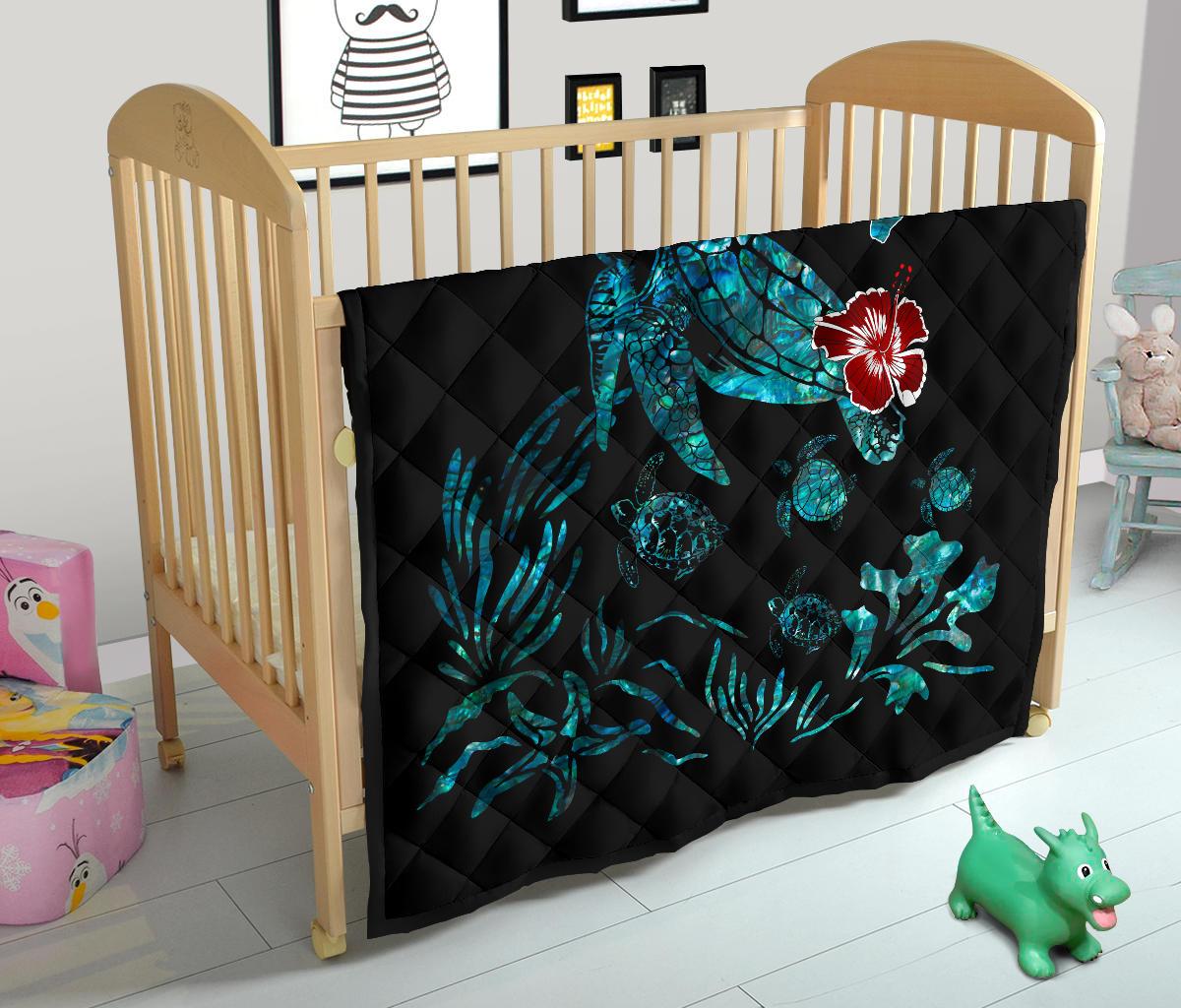 Hawaii Ohana Honu Paua Shell Premium Quilt - Polynesian Pride