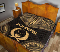 Pohnpei Premium Quilt - Pohnpie Flag Polynesian Chief Gold Version - Polynesian Pride