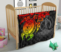 Vanuatu Polynesian Premium Quilt - Vanuatu Coat Of Arms & Reggae Turtle Hibiscus - Polynesian Pride